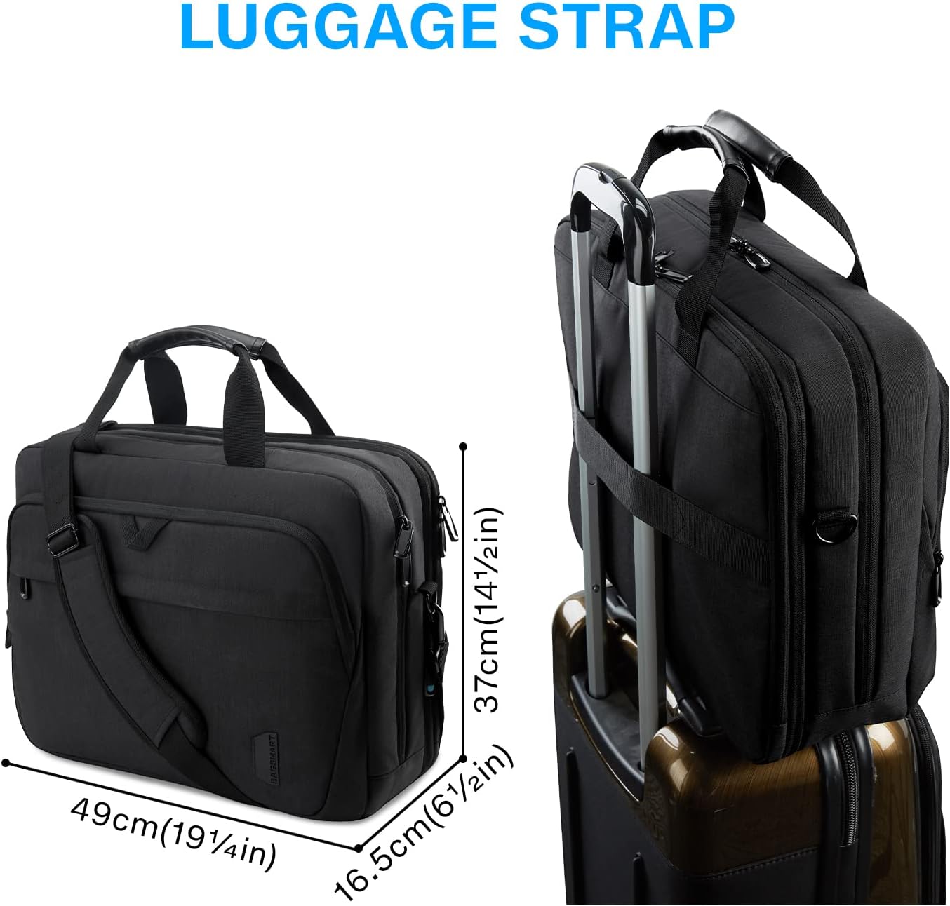 Detalle 2 de bagsmart 17,3-Zoll Laptoptasche – Erweiterbare Aktentasche für Business, Reisen und Alltag