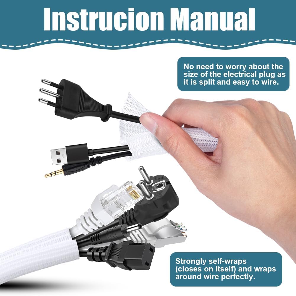 Detalle de Adiwo Cavo con chiusura automatica 13 mm x 3 m – gestione ingombrante dei cavi, bianco