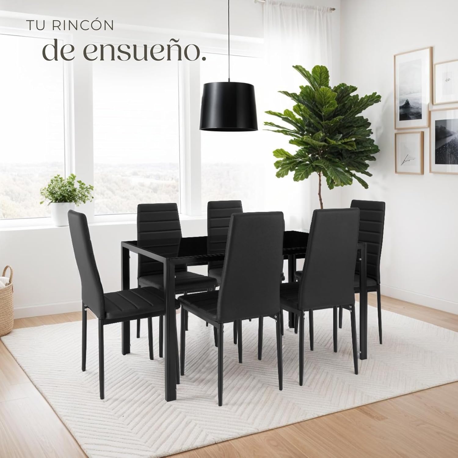 Detalle 2 de TecTake® Sillas Comedor Acolchadas Modernas🪑, 6 Negros