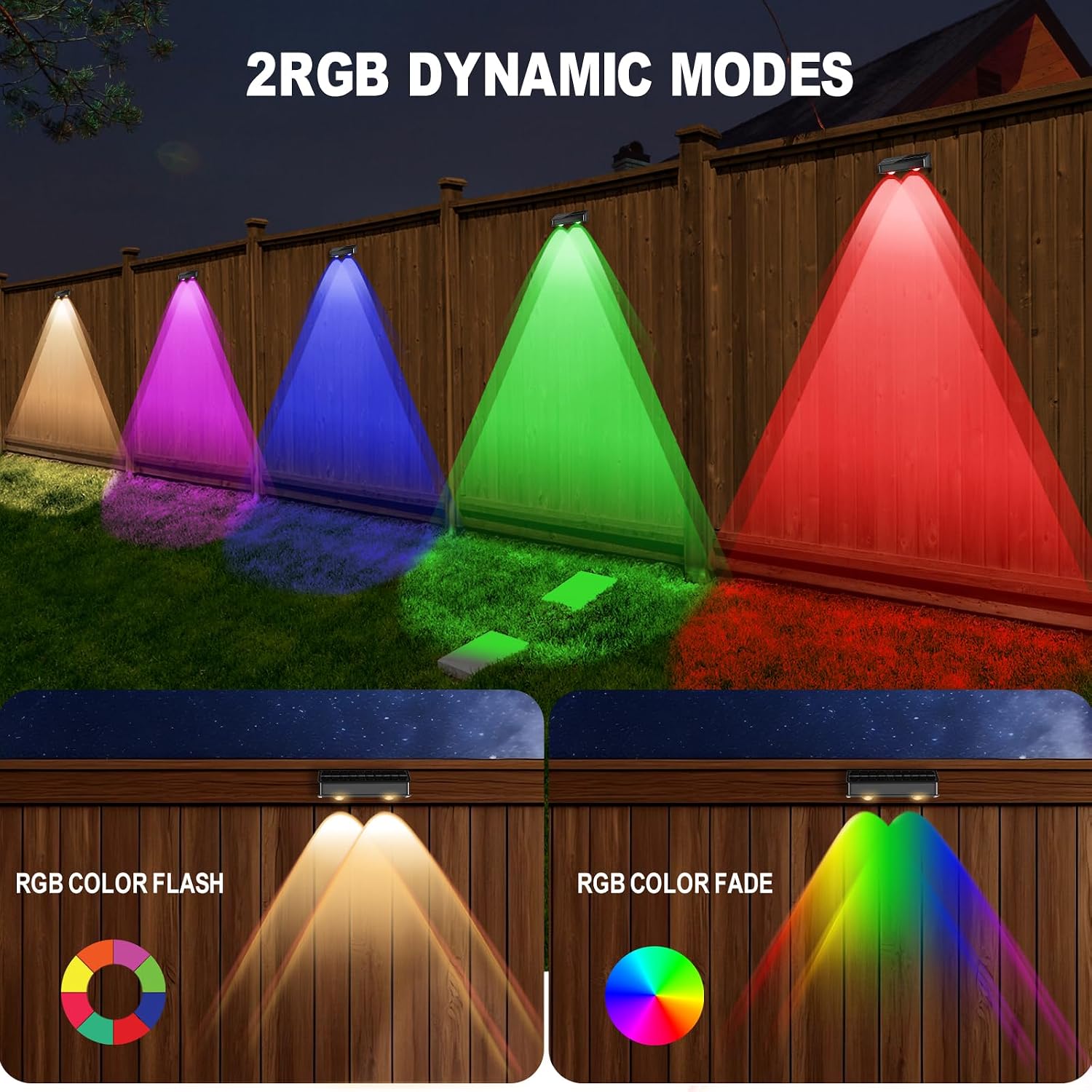 Detalle de nibuuecer Solar Fence Lights 80 lumens 4-Pack