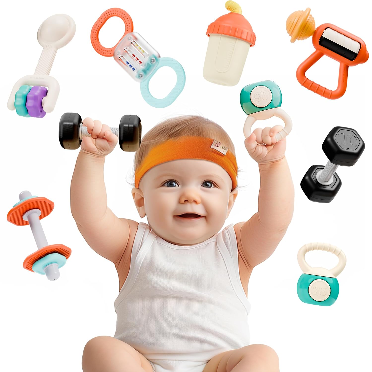 Detalle de iPlay iLearn Baby First Gym Rattle Set, 7PCs