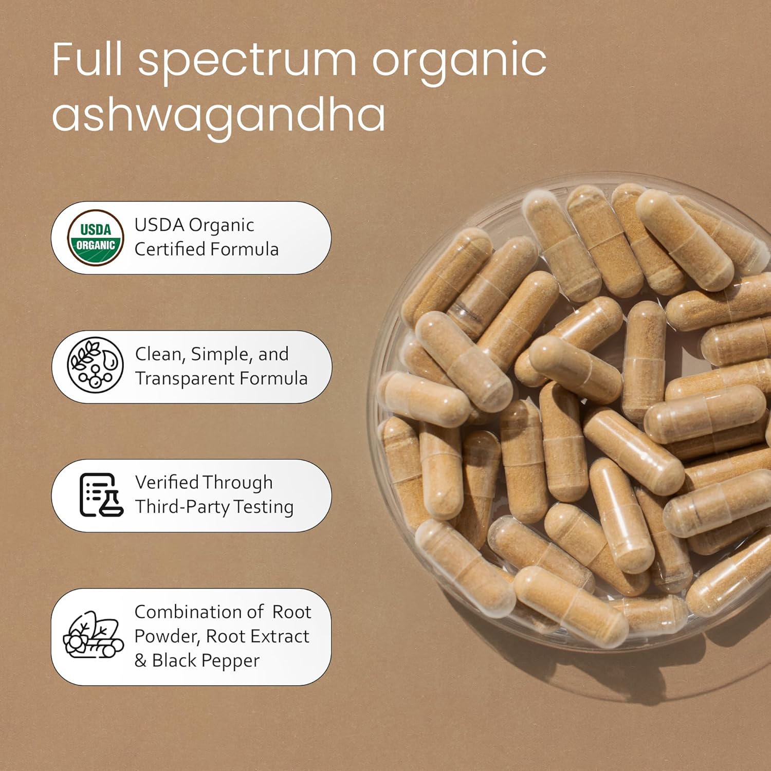 Detalle de NaturaLife Labs LE Organic Ashwagandha Capsules, 2,100 mg, 100 Count