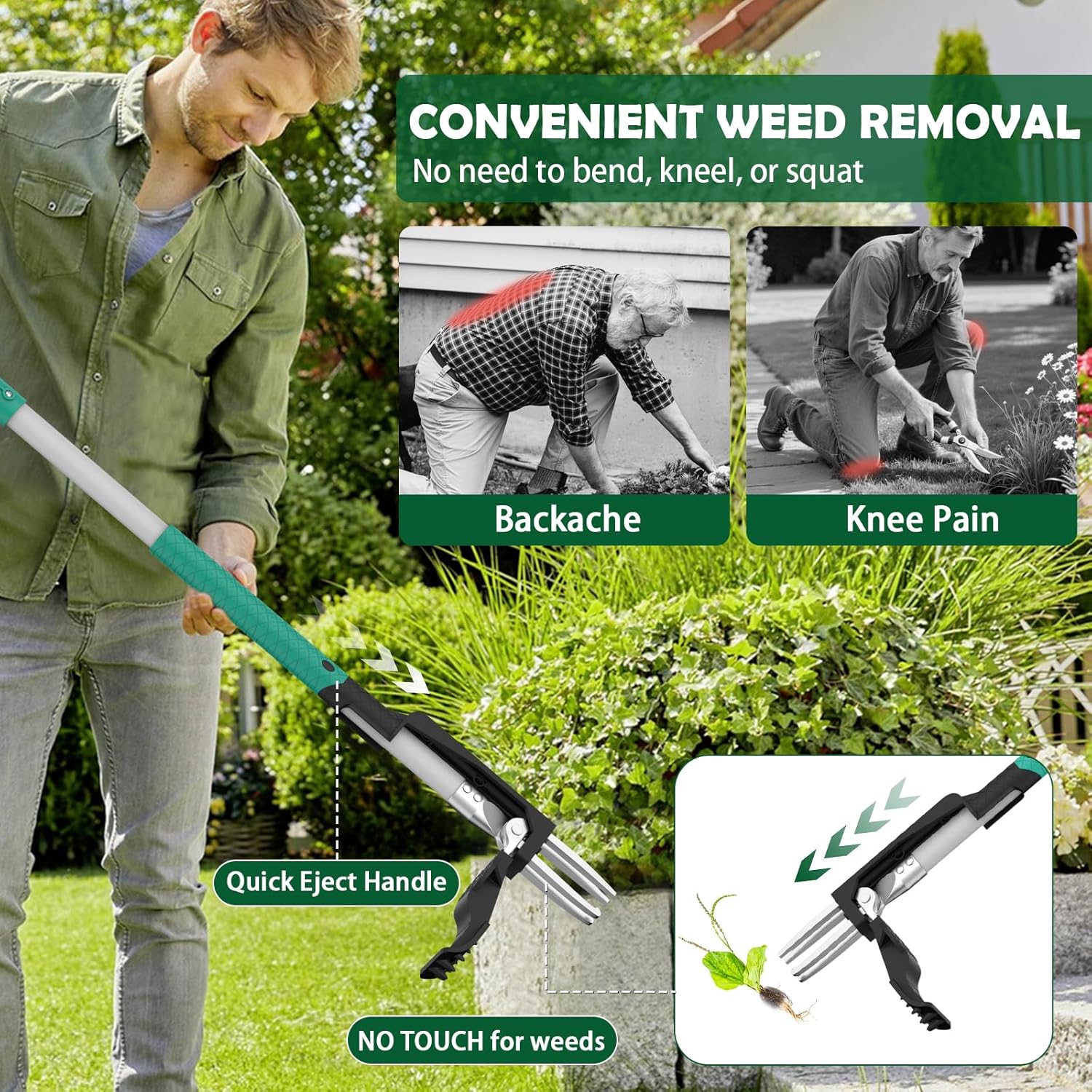Thumbnail 1 de Ergohortus Weed Puller Root Remover with 4 Claws – Stand Up Weeding Tool (99cm) for Easy, Bending-Free Garden Weeding