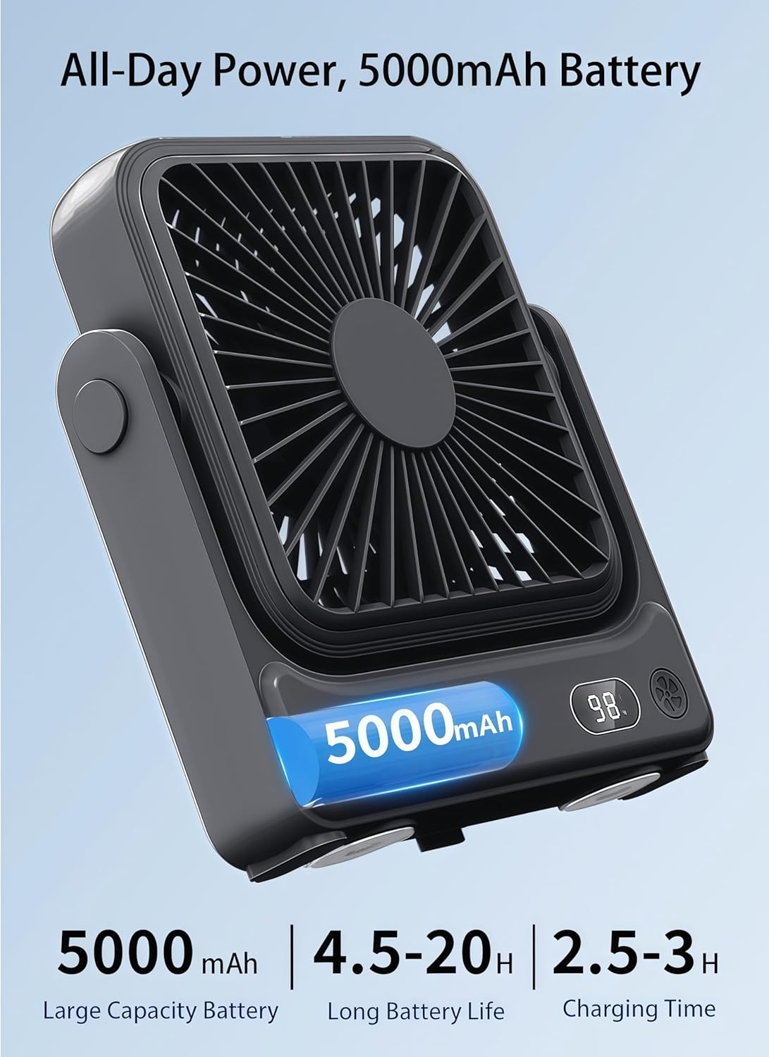 Detalle de Magnetic Travel Fan, 5000mAh Ultra-Slim — Cruise‑Certified Portable Fan for Sleep, Travel & Camping