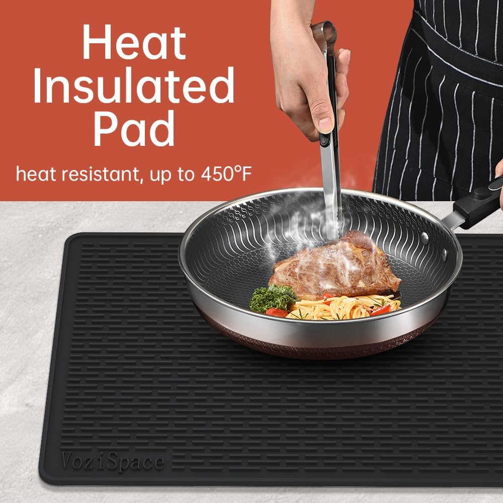 Detalle de Silicone Electric Stove Top Cover Mat 28"x20" (Black) – Heat‑Resistant, Multifunctional
