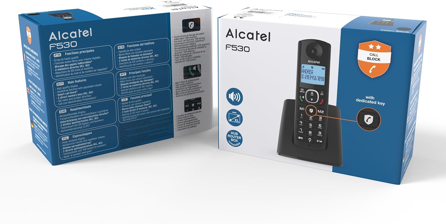 Detalle 2 de Alcatel F530 trådlös telefon med samtalsblockering, handsfree och belyst display