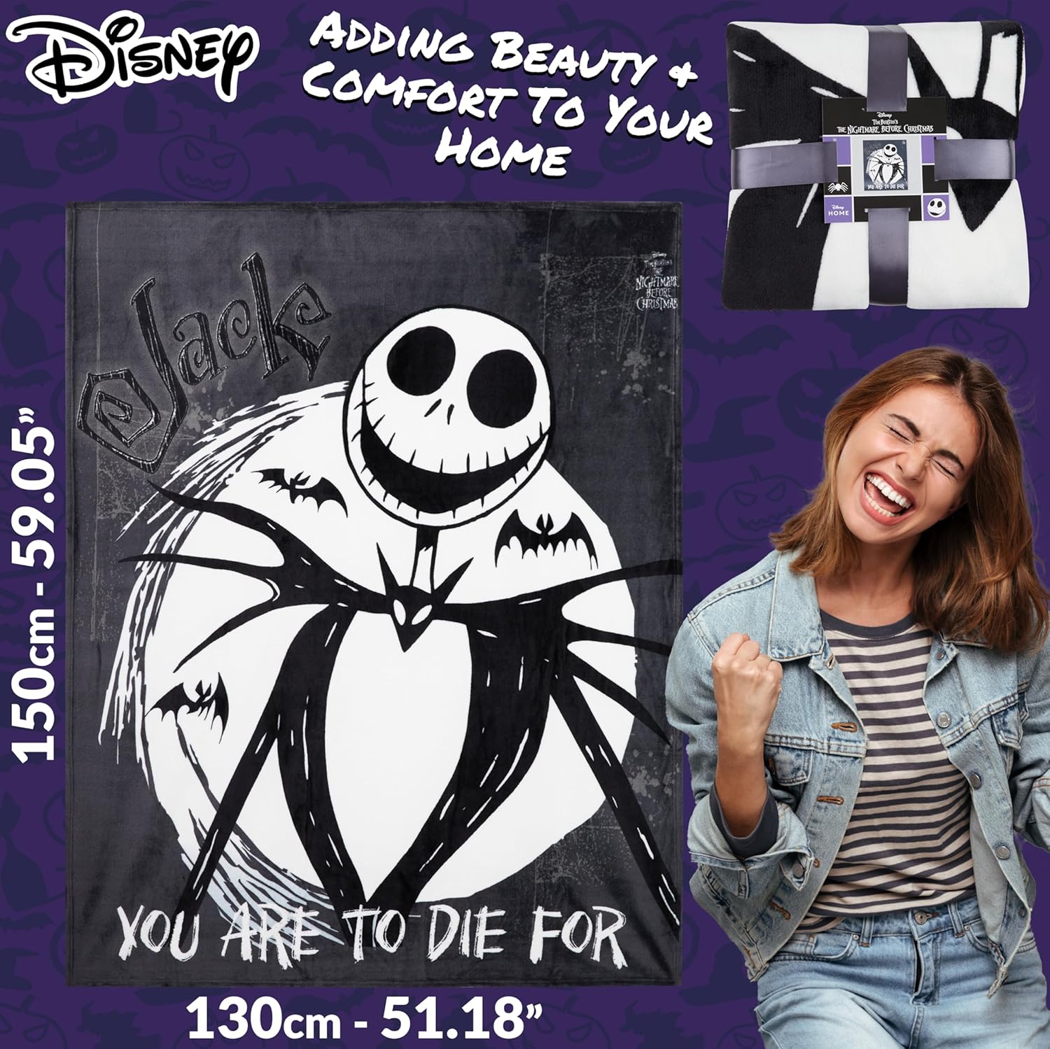 Thumbnail 5 de Disney The Nightmare Before Christmas Manta Polar Suave 🖤