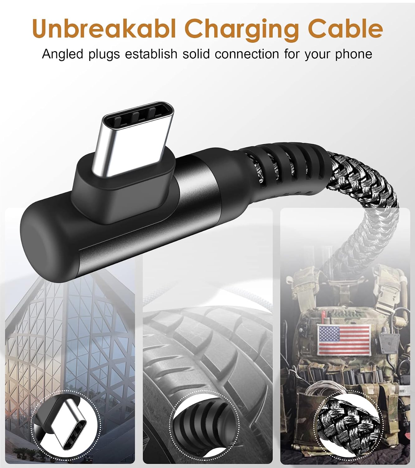 Detalle de AviBrex AviBrex-USBC-C90-3M-M2M-BK USB-C Cable, 3m, 90° Plug, 2-Pack