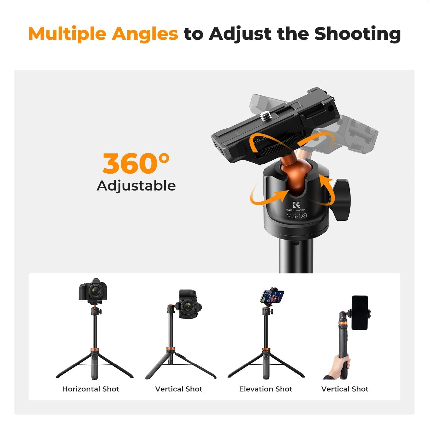 Thumbnail 4 de K&F CONCEPT 62" Selfie Stick Tripod with Remote