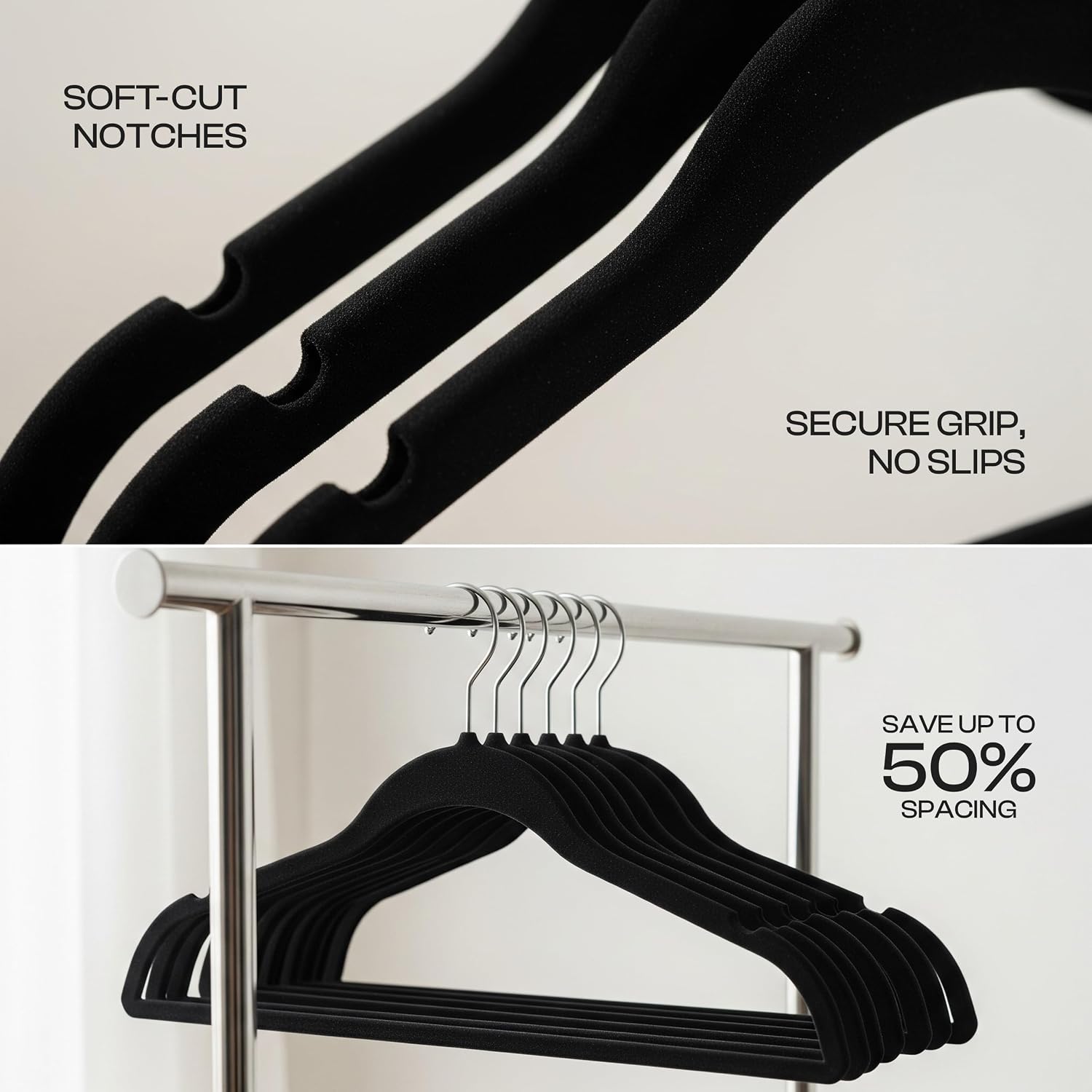 Detalle 2 de Utopia Home Premium Perchas de Terciopelo 50