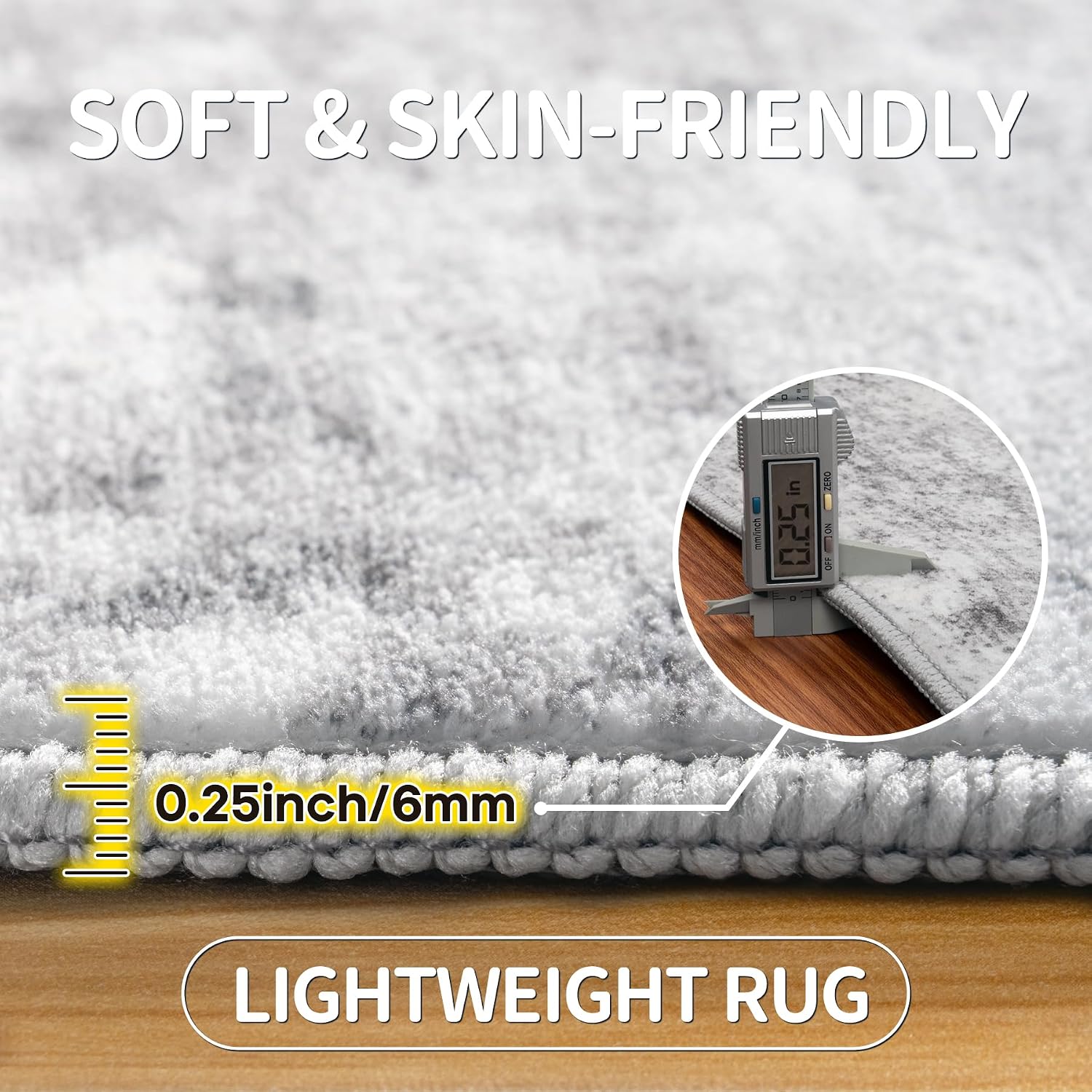 Thumbnail 5 de Aelenmu Area Rug, 9' x 12' Gray Abstract Low-Pile Washable Polyester