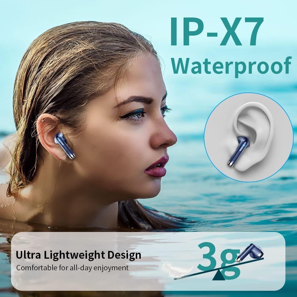 Detalle 2 de Drsaec Wireless Earbuds (2026) with Bluetooth 5.4, IP7 Waterproof, 42H Playtime and LED Charging Case
