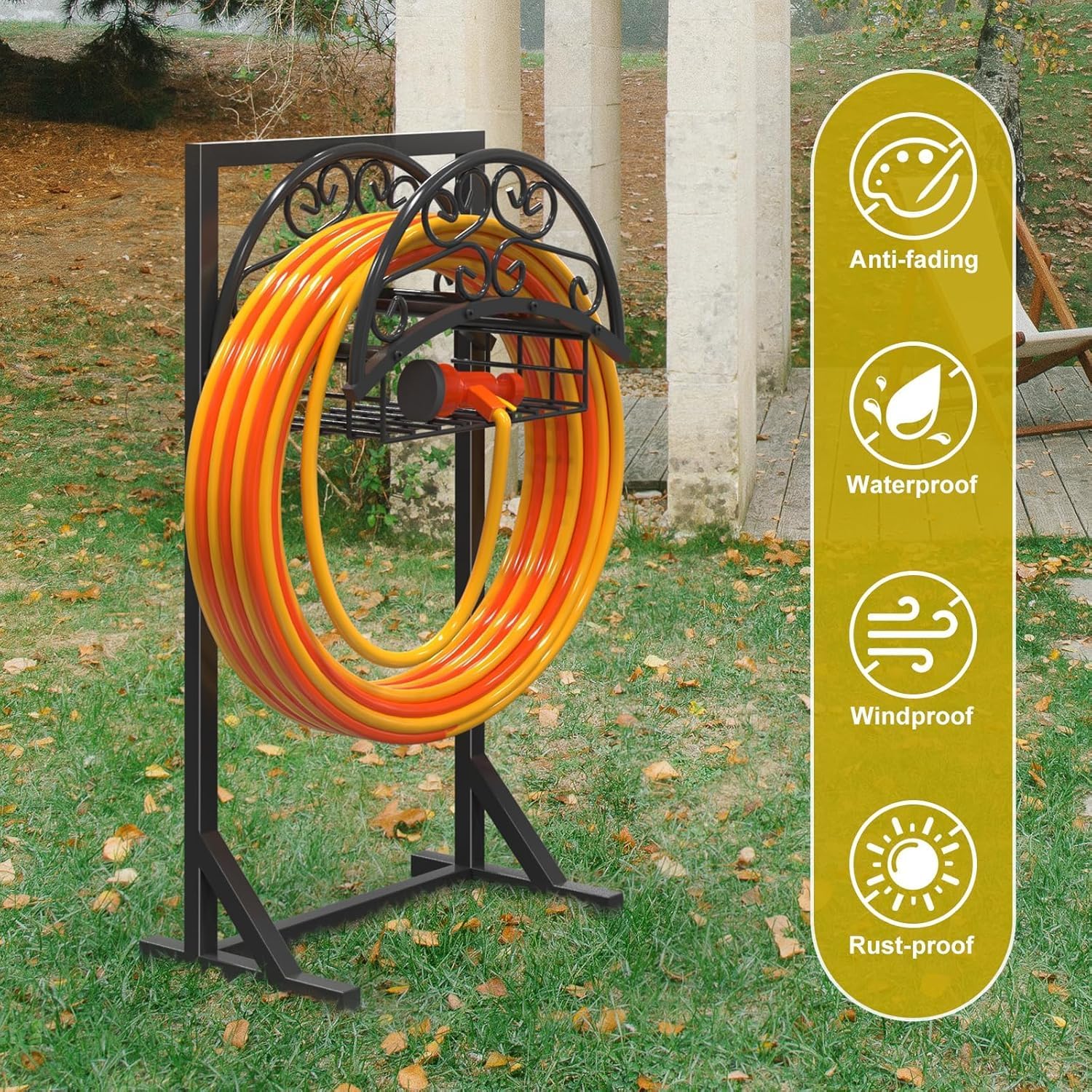 Detalle de Heavy Duty Garden Hose Holder with Storage Basket with 160-Foot Capacity