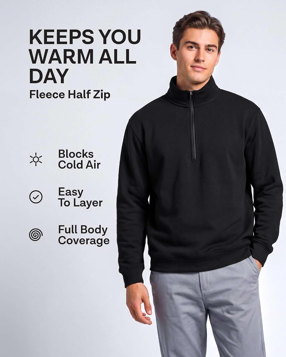 Detalle de Men's Fleece Half-Zip Sweatshirts 2-Pack