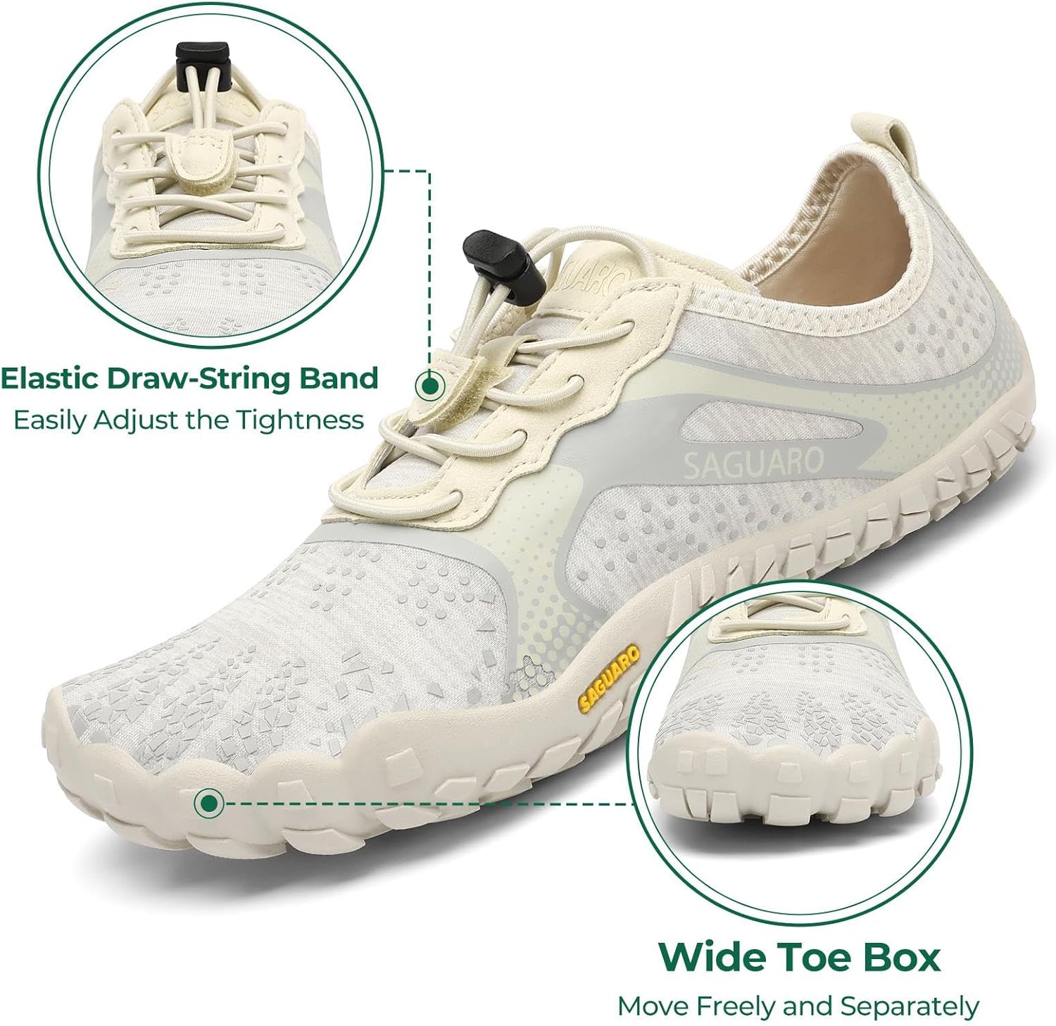 Detalle de SAGUARO Barfußschuhe – Breite Zehenbox, atmungsaktiv, rutschfest, Zero-Drop Sohle (EU 35–48)