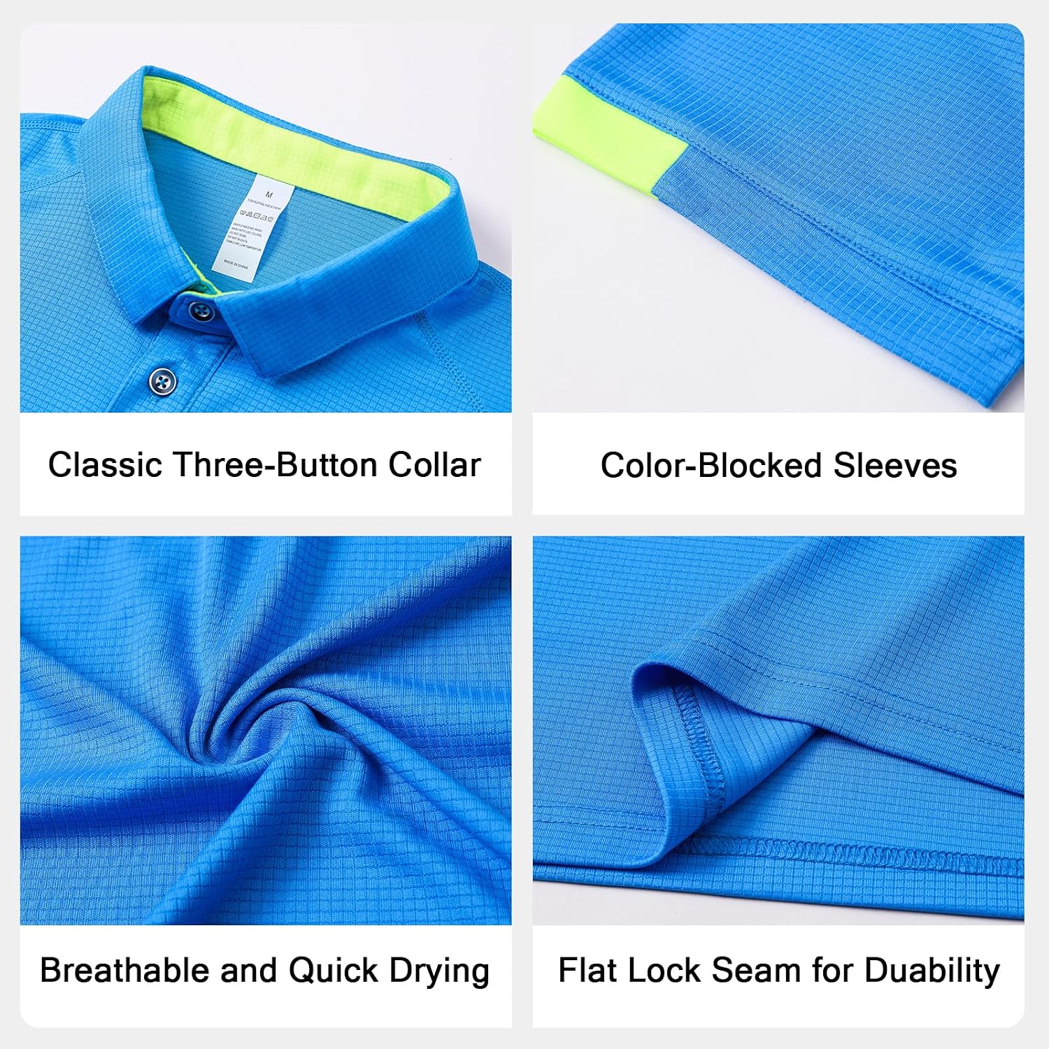 Detalle 1 de HUAKANG 3 Pack Men’s Short Sleeve Polo Shirts – Breathable Quick-Dry Sport & Gym Tops