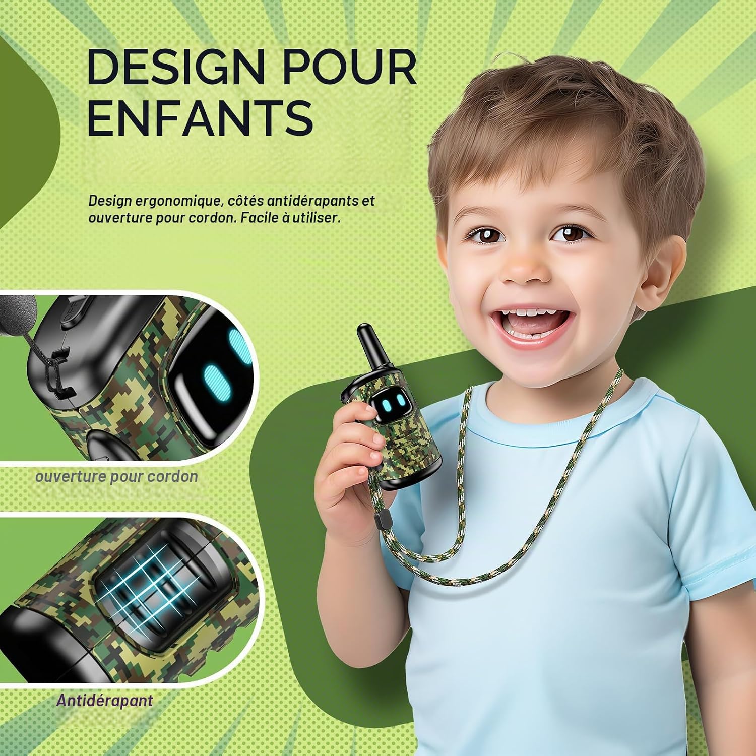 Detalle 2 de Adeokay A walkietalkies voor kinderen met 8 kanalen, kompas en fluitfunctie
