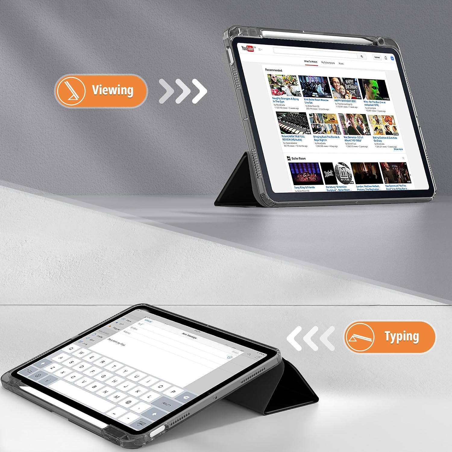 Thumbnail 6 de EasyAcc Hülle für iPad Air 11 Zoll (M4/M3/M2, 2026/2025/2024) mit Stifthalter – transparente Hartschale, schwarz Arcly