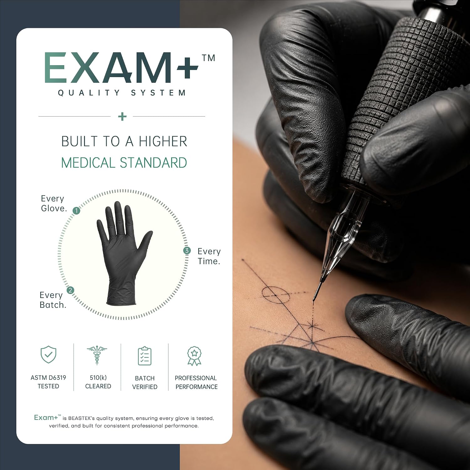 Detalle 2 de BEASTEK Nitrile Disposable Gloves, 4-mil