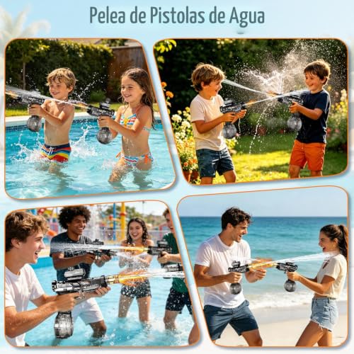 Detalle de Lomffy Pistola de Agua Eléctrica con Luz de Llama para Niños y Adultos