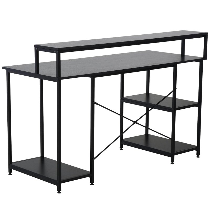 Thumbnail 3 de Homcom Mesa de Oficina con Estantes 140x60x93 cm Negro