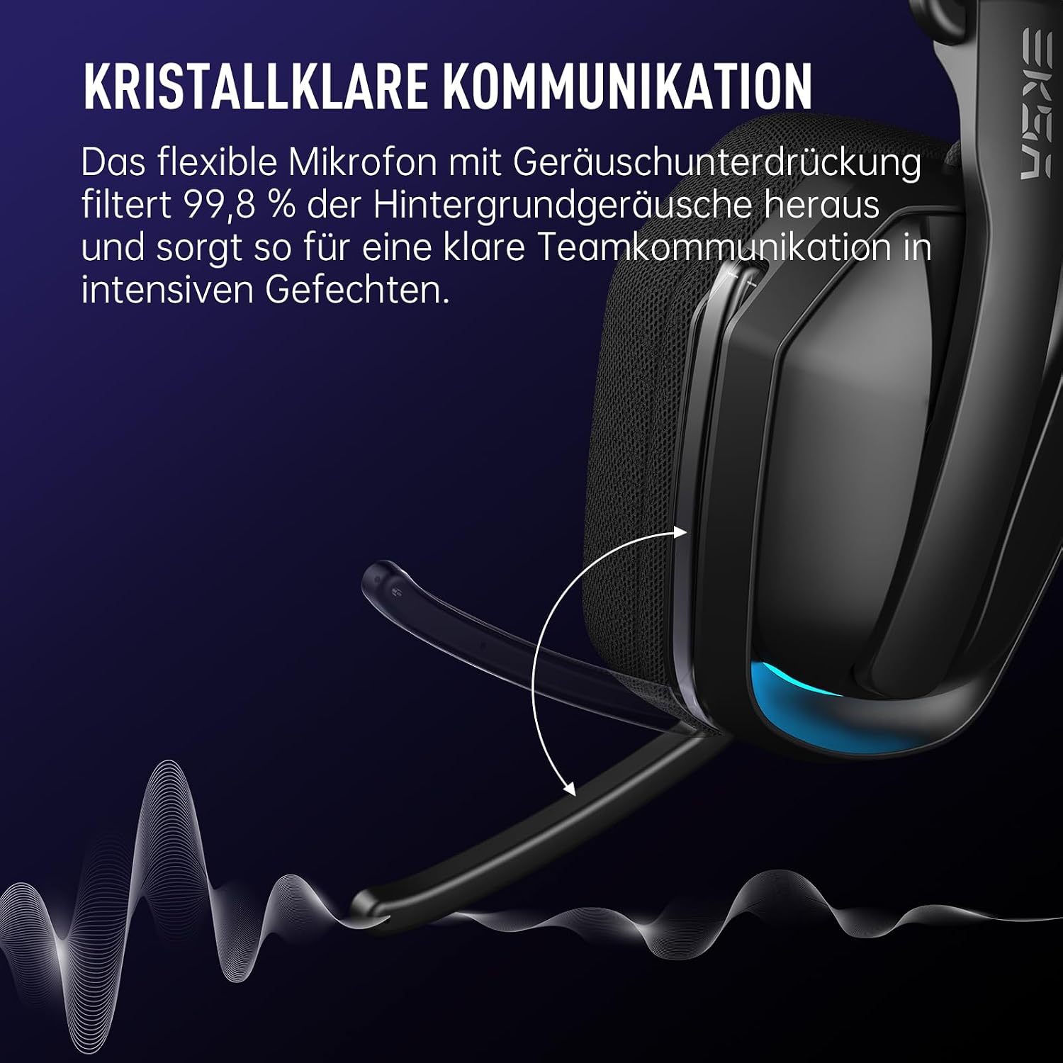 Detalle de EKSA 2,4GHz Wireless Gaming Headset mit Mikrofon (PS5/PS4, PC, Switch, Mac) & Bluetooth 5.4 – 169 g, Typ-C, bis zu 35 h