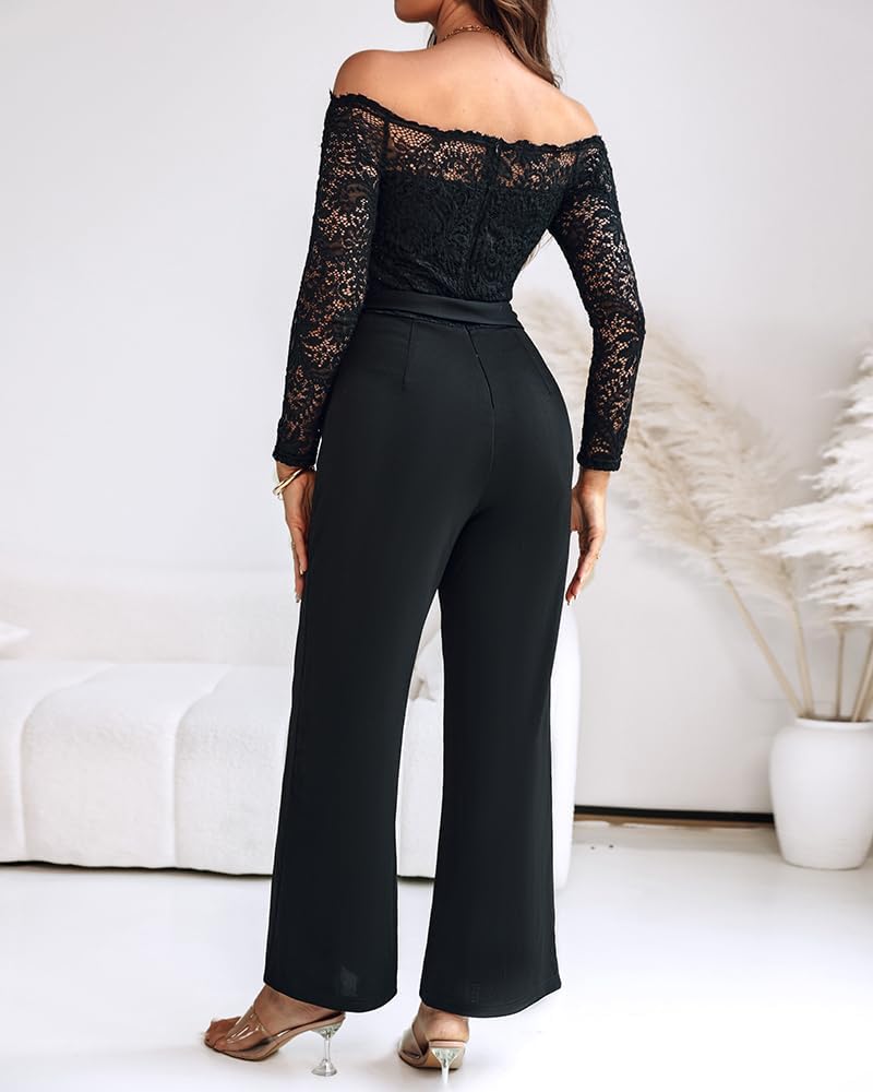 Thumbnail 4 de CHICME Dressy Jumpsuit Off-Shoulder Lace Trim
