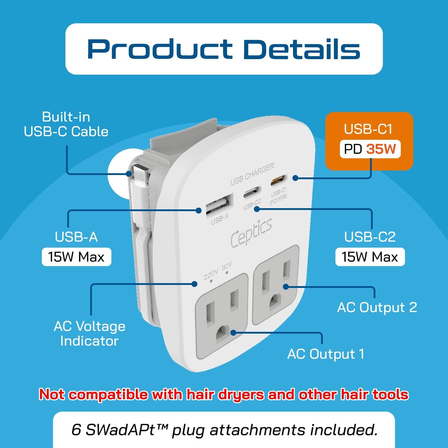 Thumbnail 2 de Ceptics 35W Travel Adapter Kit