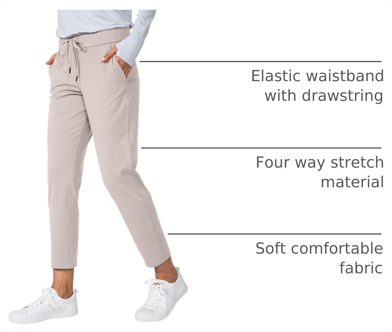 Detalle 2 de G Gradual Women's 7/8 Stretch Ankle Pants with Deep Pockets and Drawstring