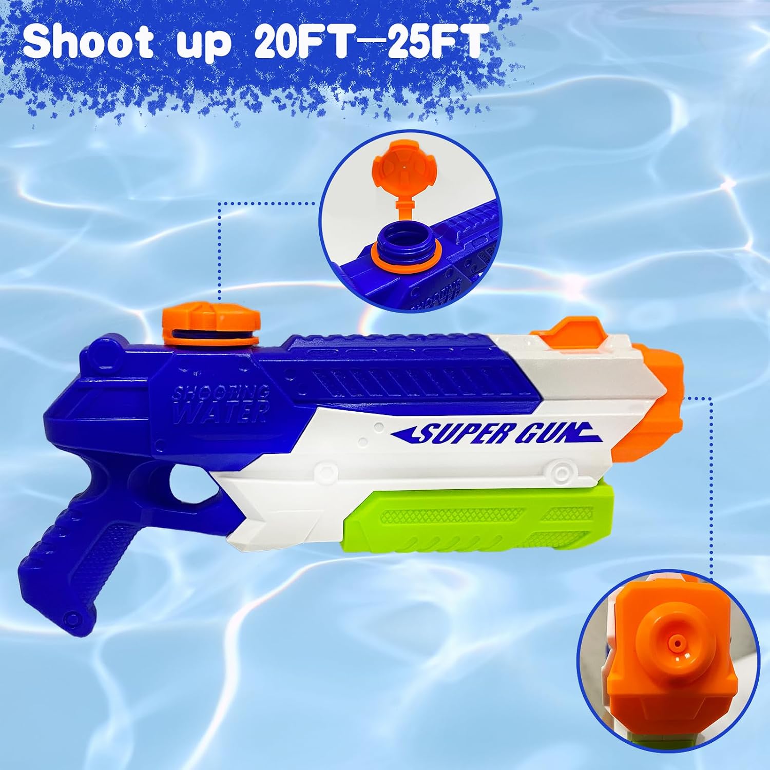 Detalle de Water Gun 2 Pack Water Pistol – Long Range, Lightweight & BPA Free