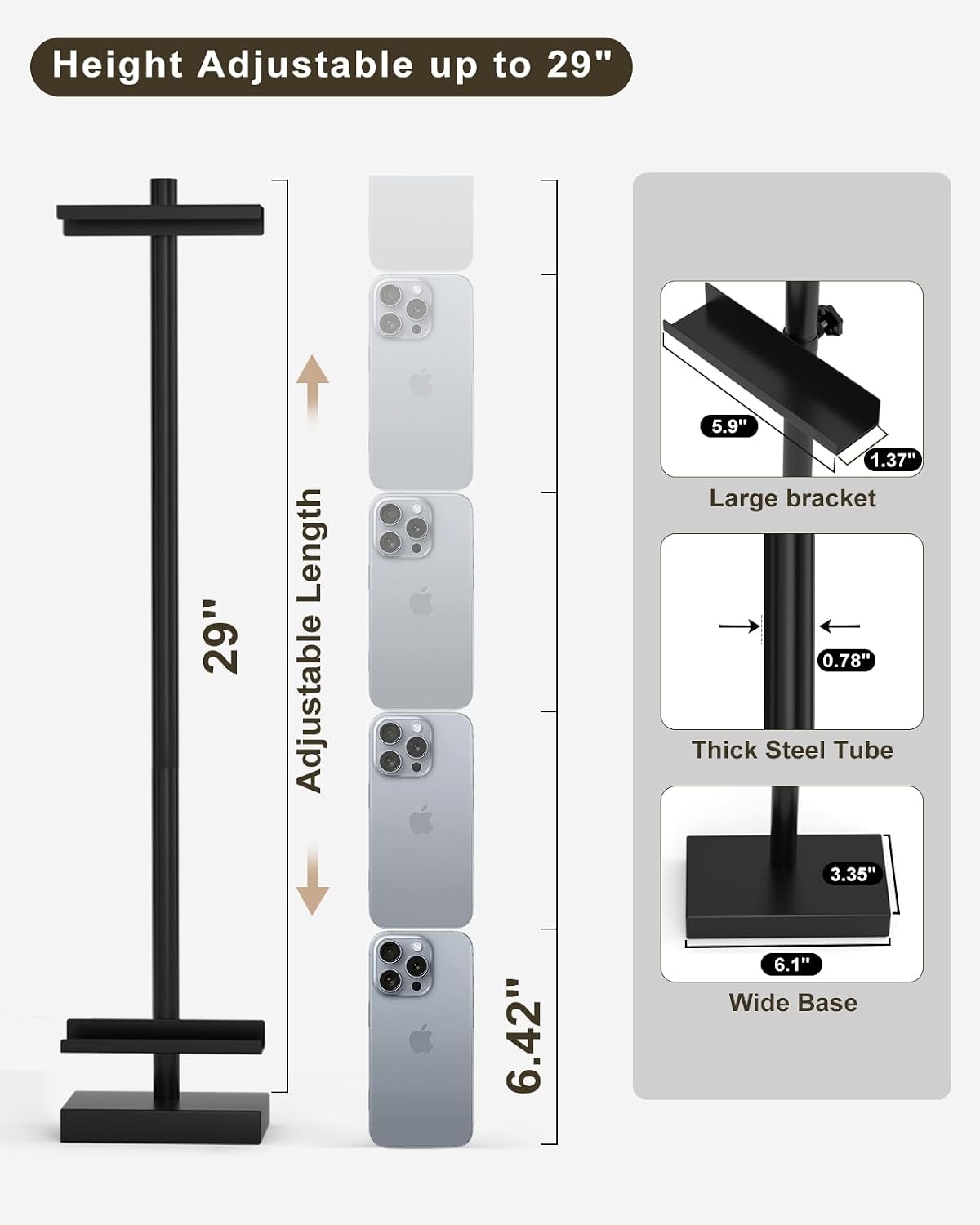 Detalle 1 de Victawks YX240180-A Adjustable Tabletop Easel Stand, Black Metal