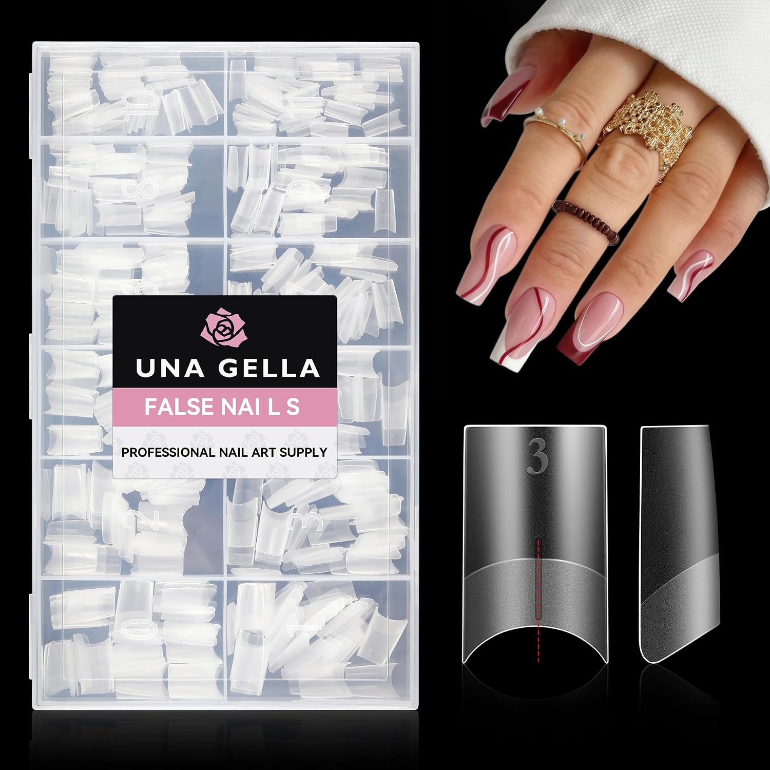 Detalle de UNA GELLA Gel Nail Tips, 504-Piece Set