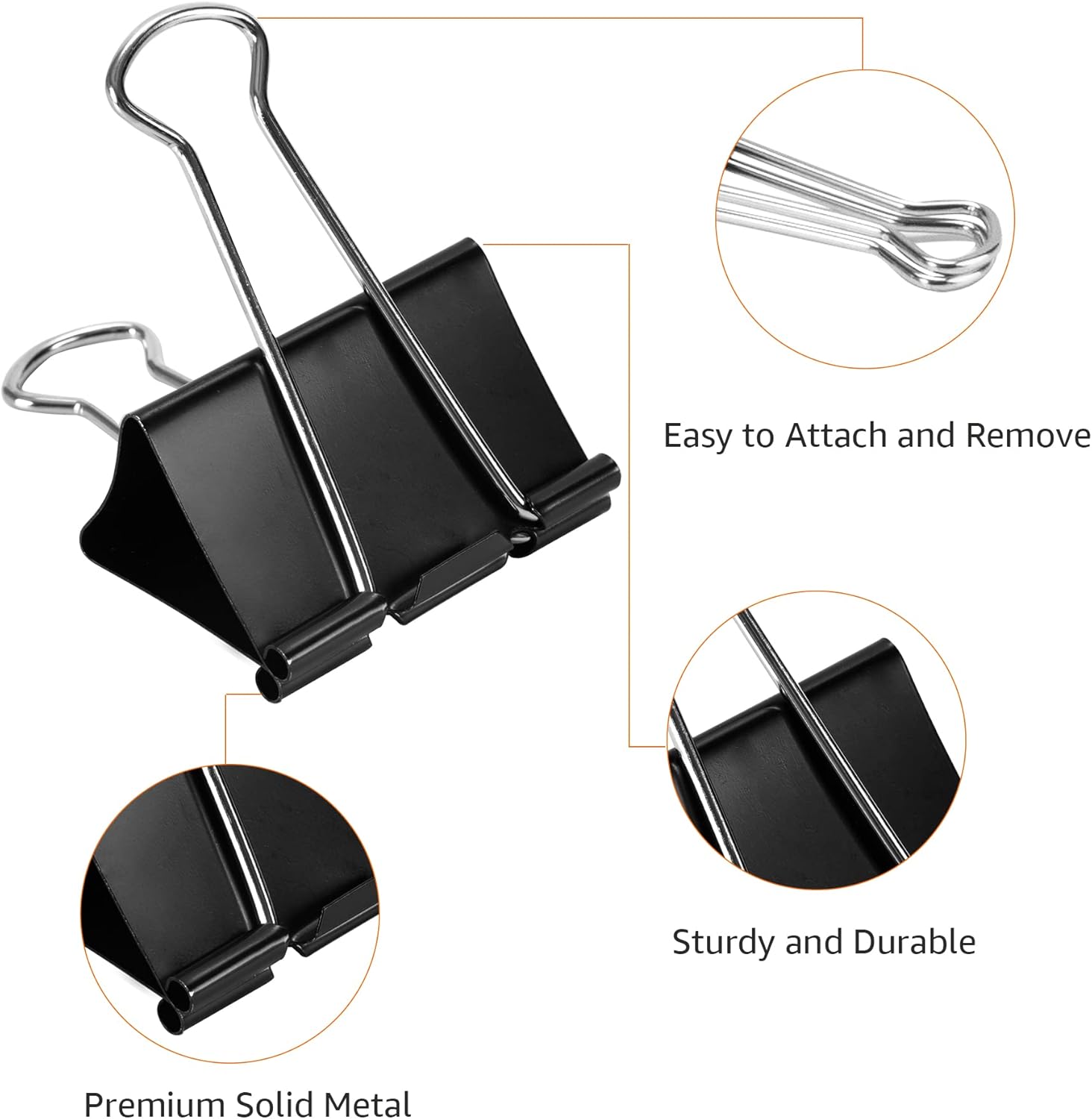Thumbnail 2 de Amazon Basics Binder Clips, 5/16" Capacity, 3/4" Wide – 144 Count (12 x 12) – Black