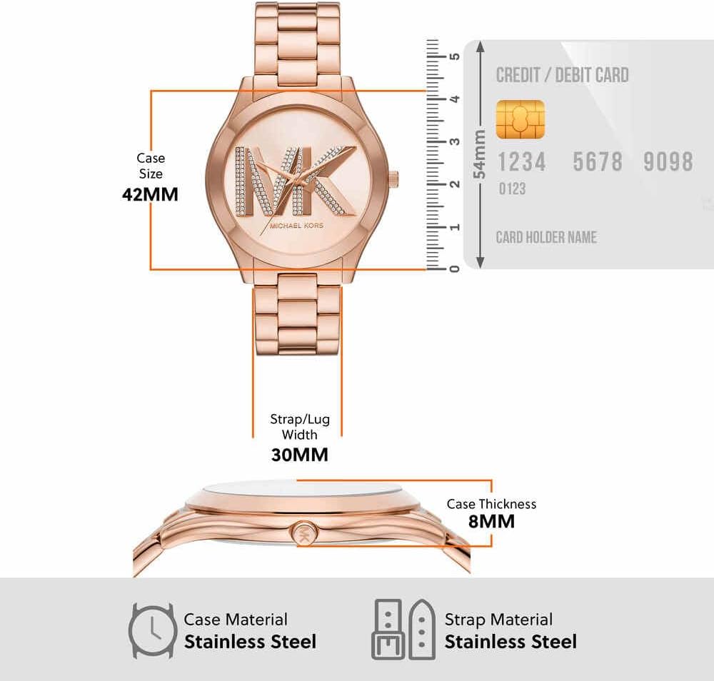 Thumbnail 6 de Montre Slim Runway pour Femme de Michael Kors — 42 mm, mouvement quartz à trois aiguilles, bracelet acier inoxydable