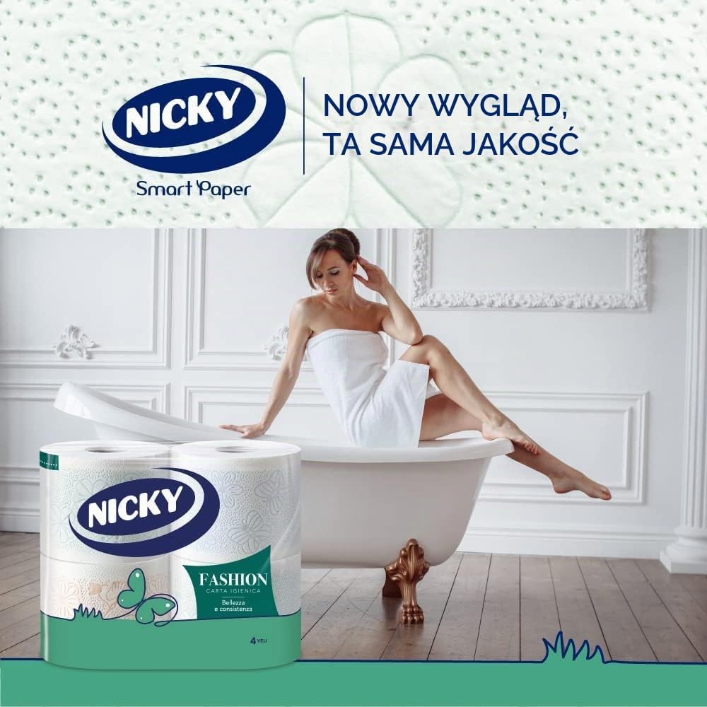 Detalle de Nicky Fashion papier toaletowy 4-warstwowy, 4 rolki, biały i bezzapachowy