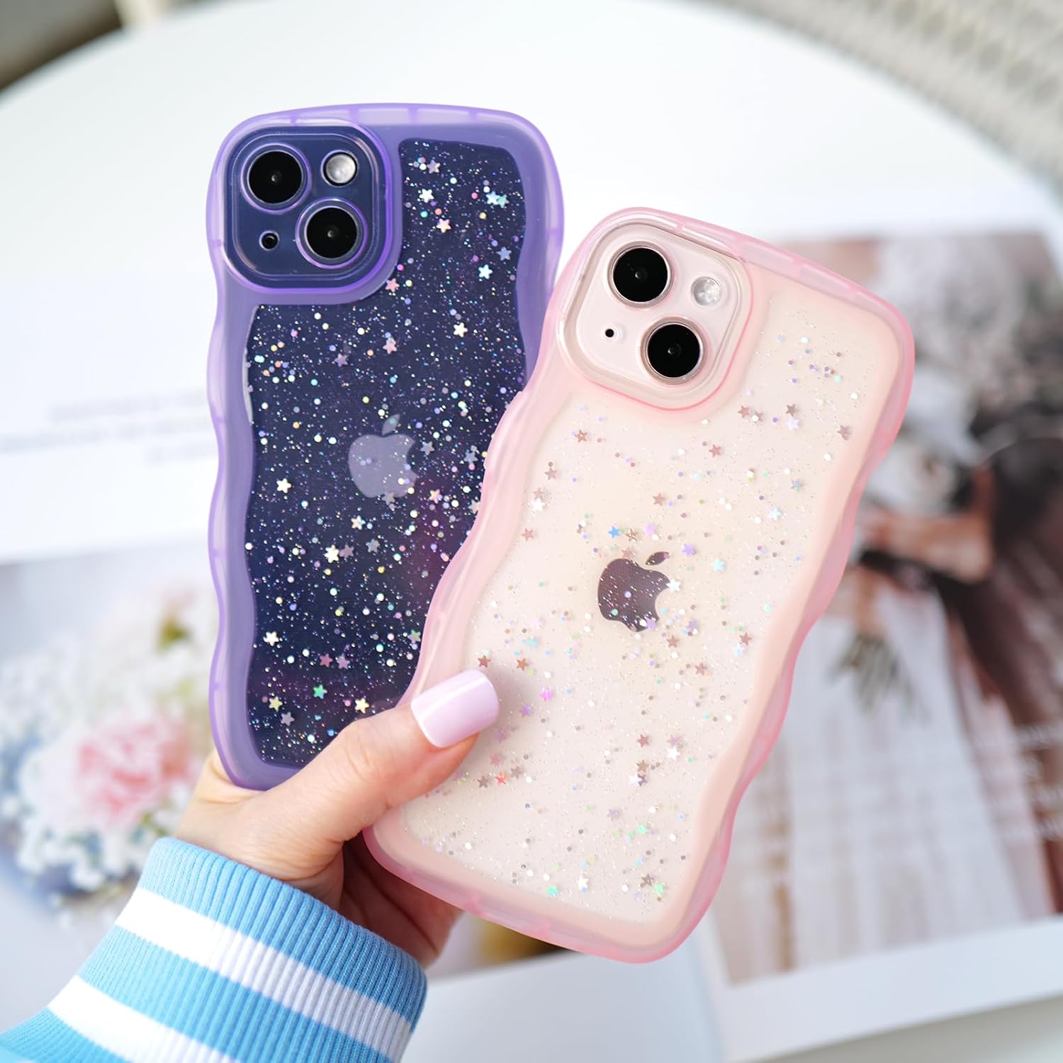 Detalle de Cyberowl Cyberowl iPhone 13 Case, Pink Glitter TPU with Raised Edges