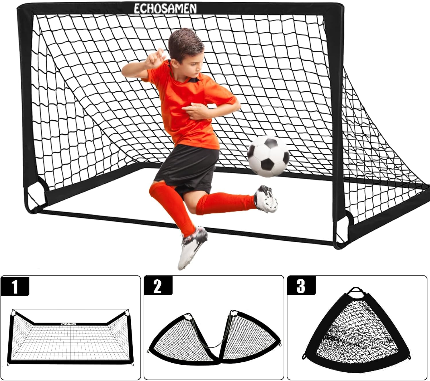 Thumbnail 4 de ECHOSAMEN Kids Soccer Goals for Backyard (2 x 6x4 ft) with Training Gear