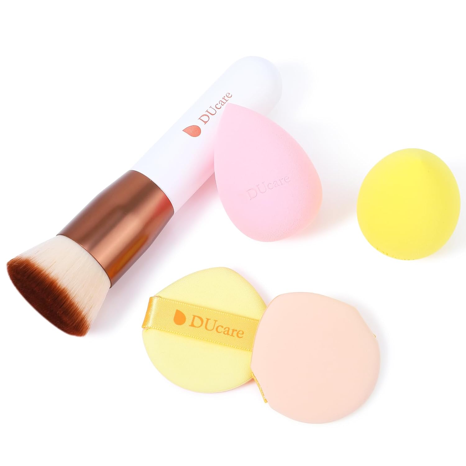 Detalle de DUcare Make-up-Schwamm & Foundation-Pinsel: Kabuki Flat-Top für cremige, pudrige oder flüssige Base