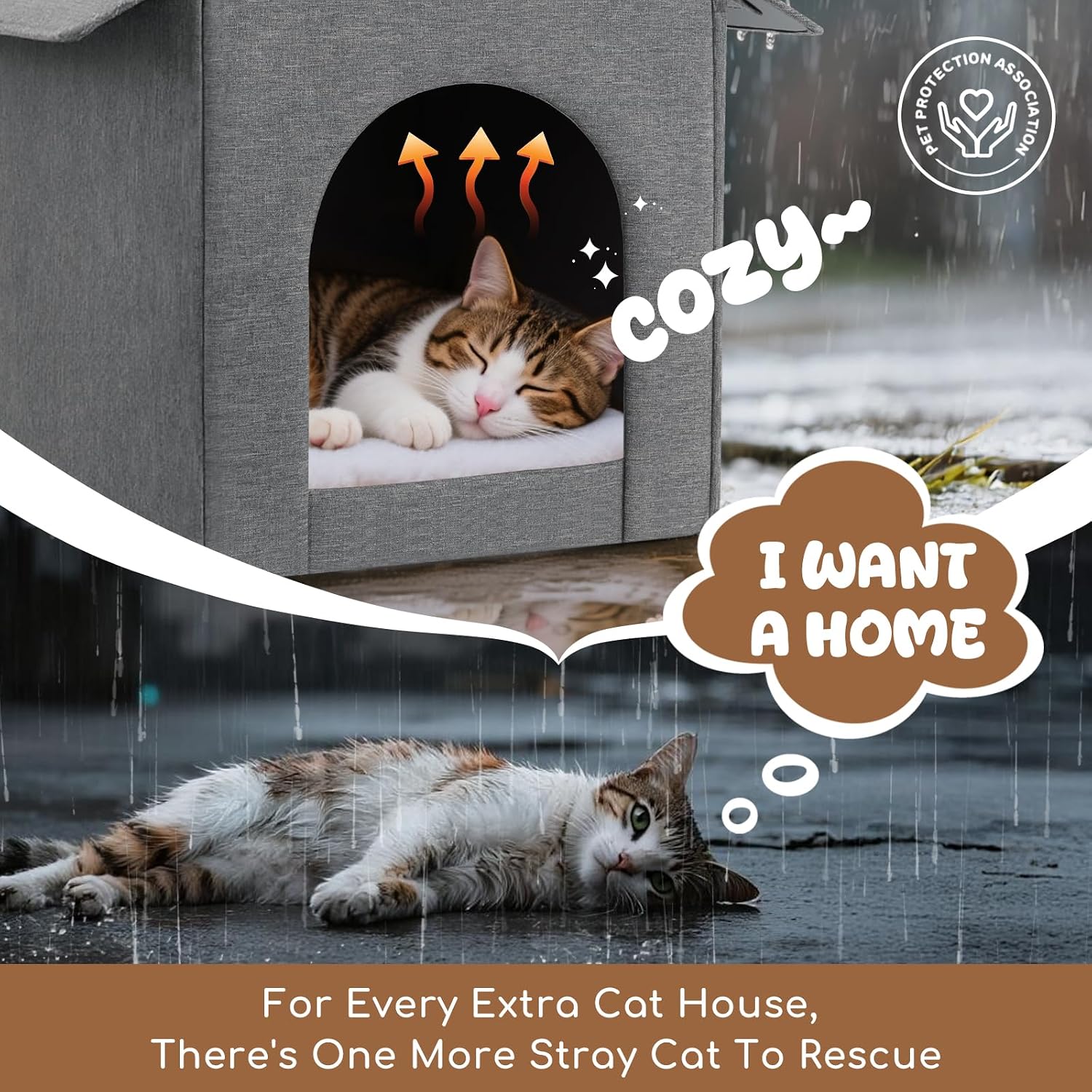 Thumbnail 4 de Fecuria outdoorcathouse Outdoor Cat House with Waterproof TPU Coating