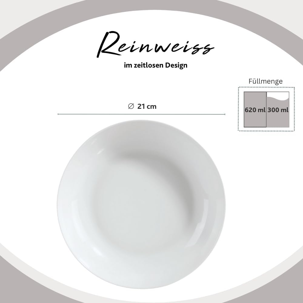 Detalle de Sänger Suppenteller New Port tief, 6-teiliges Porzellan-Set – Weiß, 450 ml