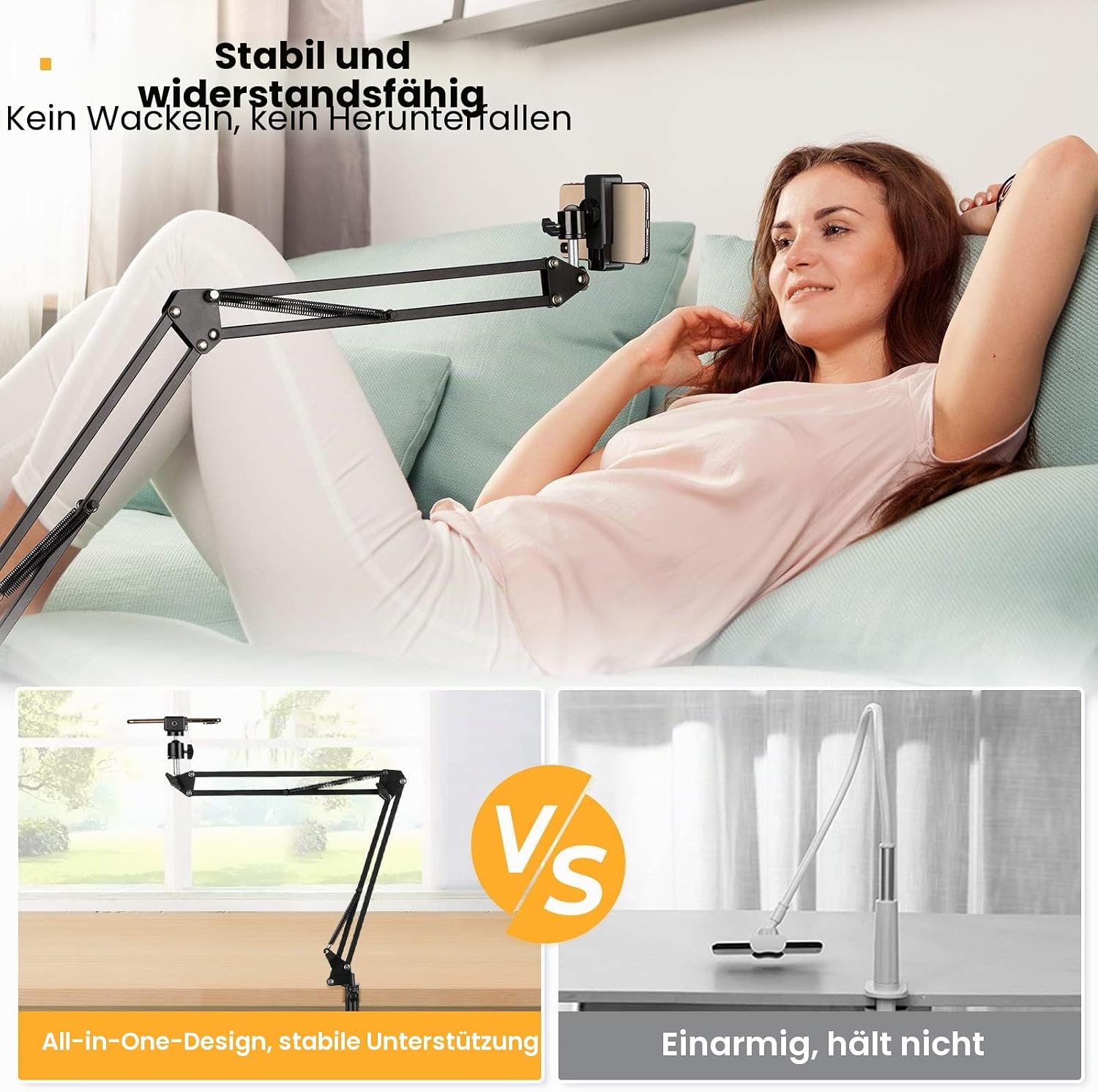 Thumbnail 2 de TARION Handy Gelenkarmhalterung mit Klemme und 1/4 Zoll Schraube – Langarm, schwarz
