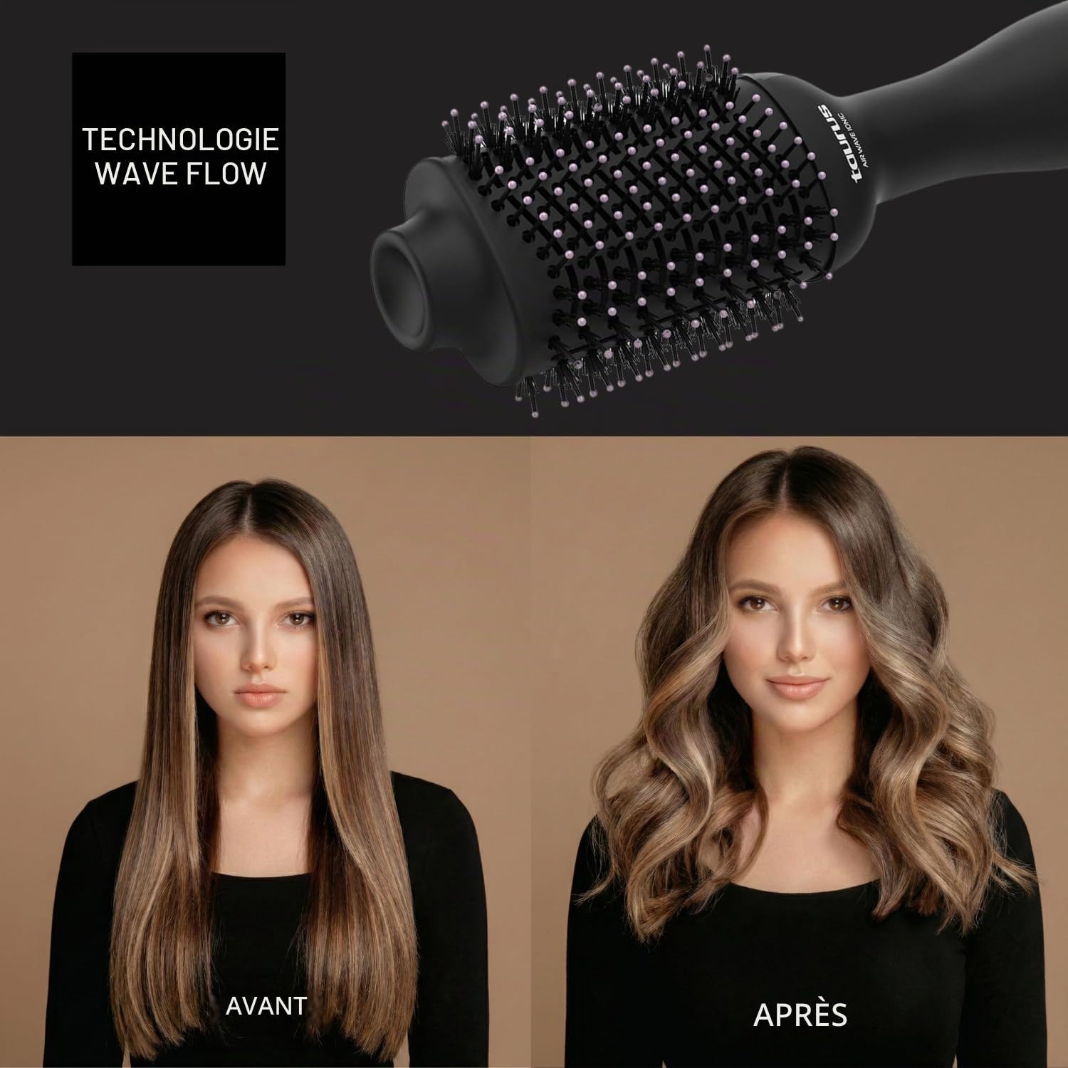 Detalle 1 de Taurus Air Wave Ionic verwarmingsborstel, 1200 W, ionisch en keramisch