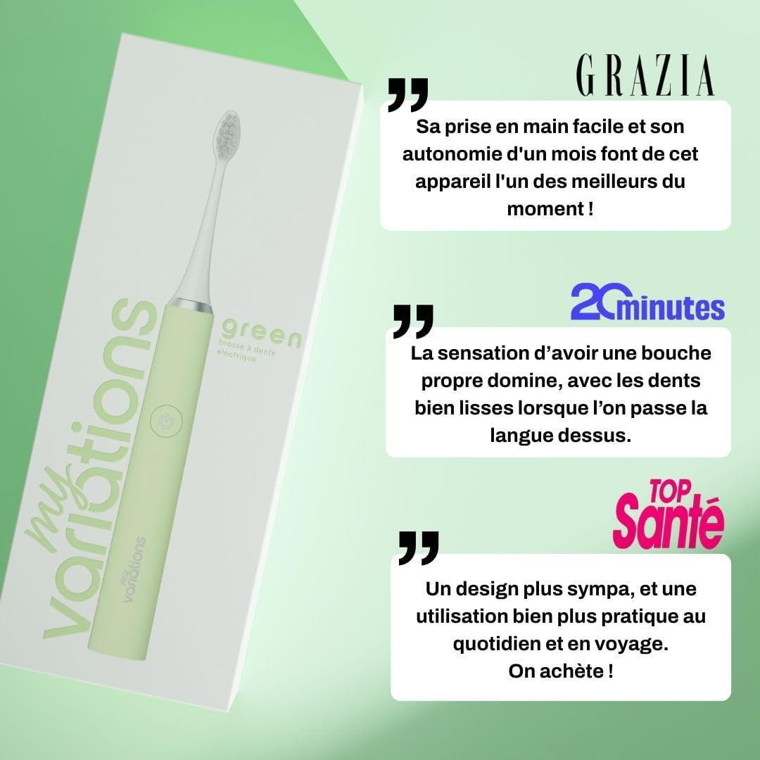 Thumbnail 4 de My Variations – Brosse à dents électrique à technologie sonique, autonomie 1 mois, 5 modes, minuteur 2 min (vert)