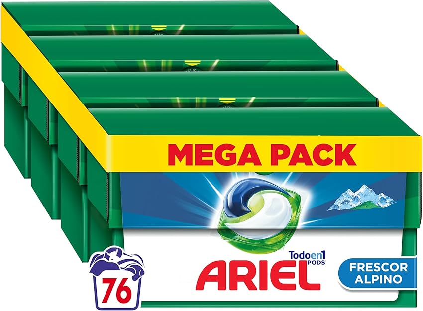 Detalle de ARIEL PODS 76 Lavados: Detergente Líquido Frescor Alpinos
