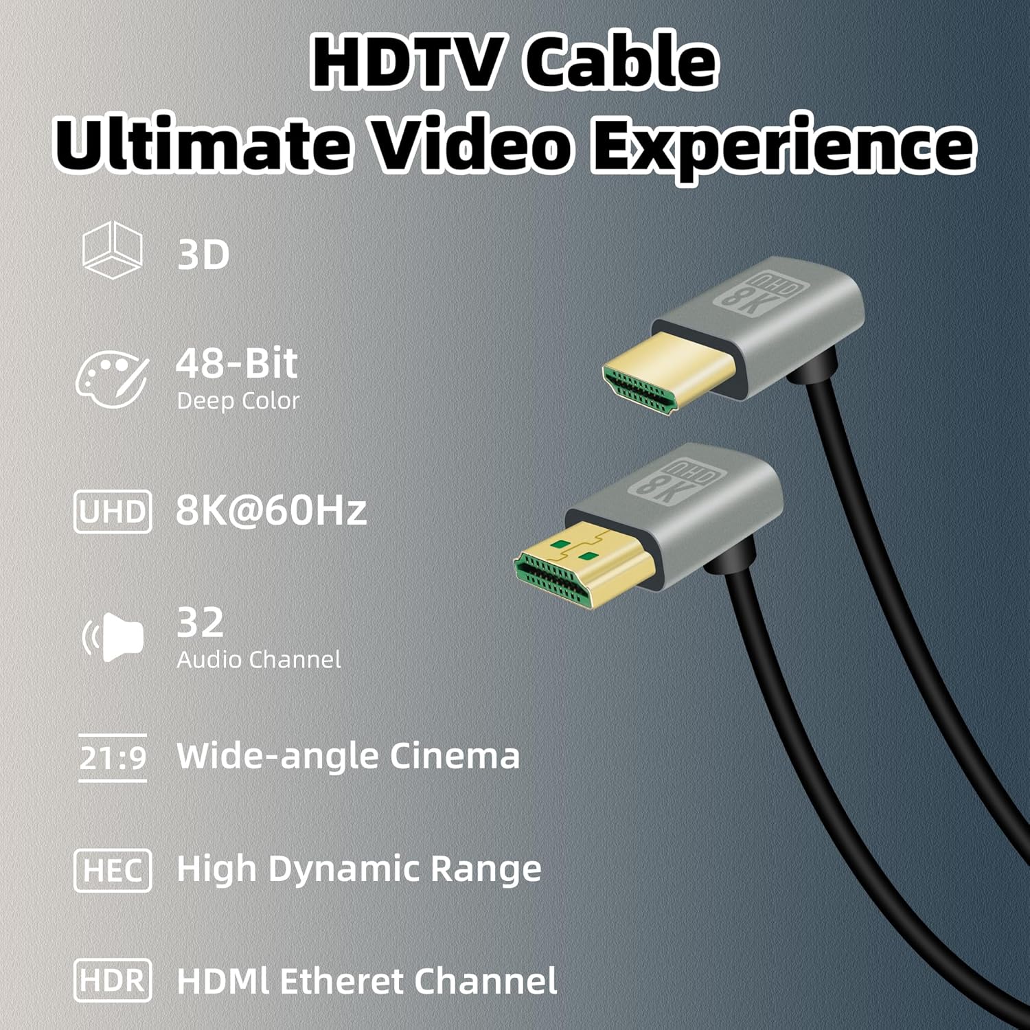 Detalle 2 de RIIEYOCA 8K 270 Degree HDMI Cable 0.5m