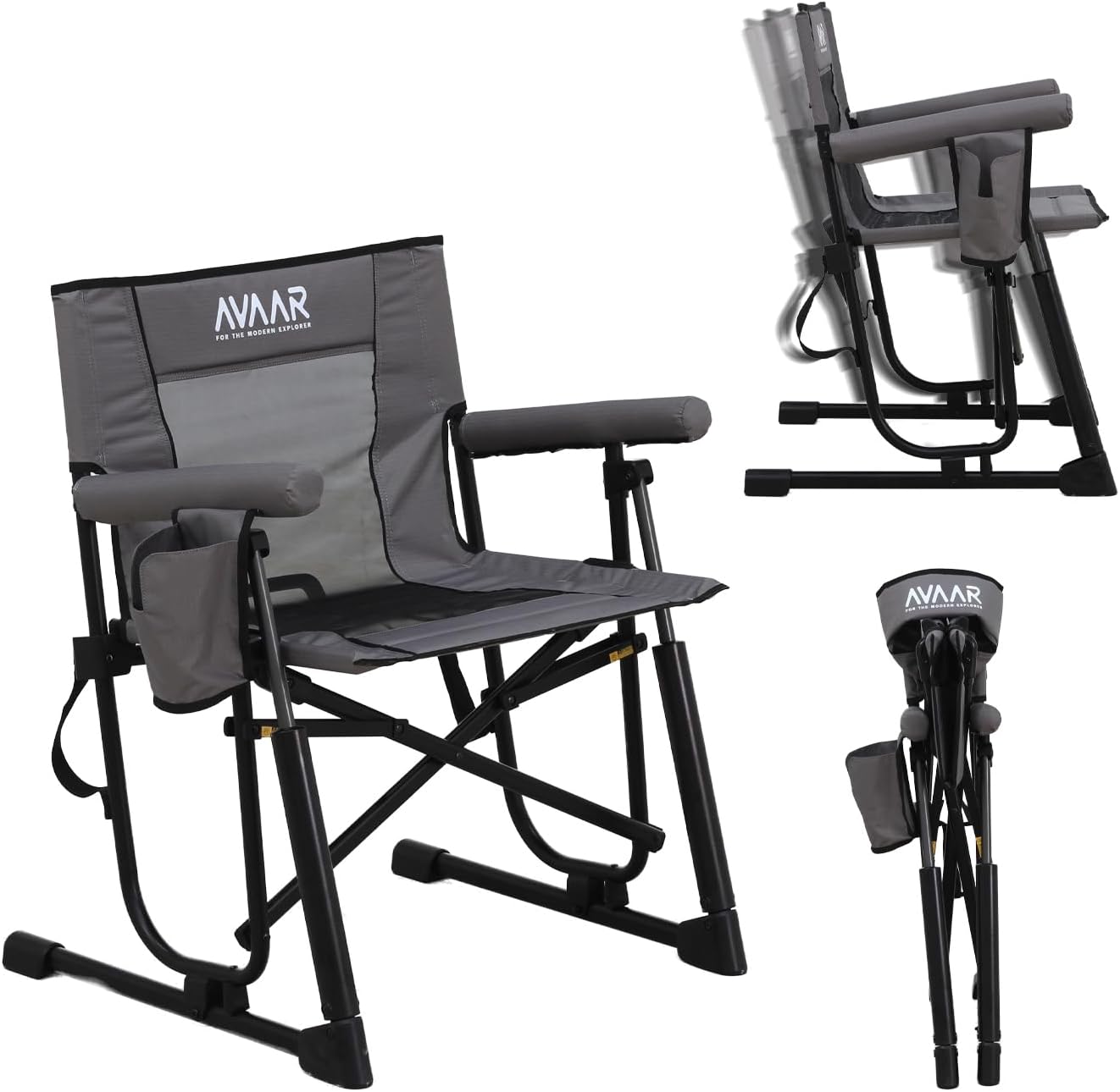 Detalle de AVAAR AMZCPTCHAIR-GRAY Go-Flow Compact Rocking Camping Chair, 400 lb, Gray