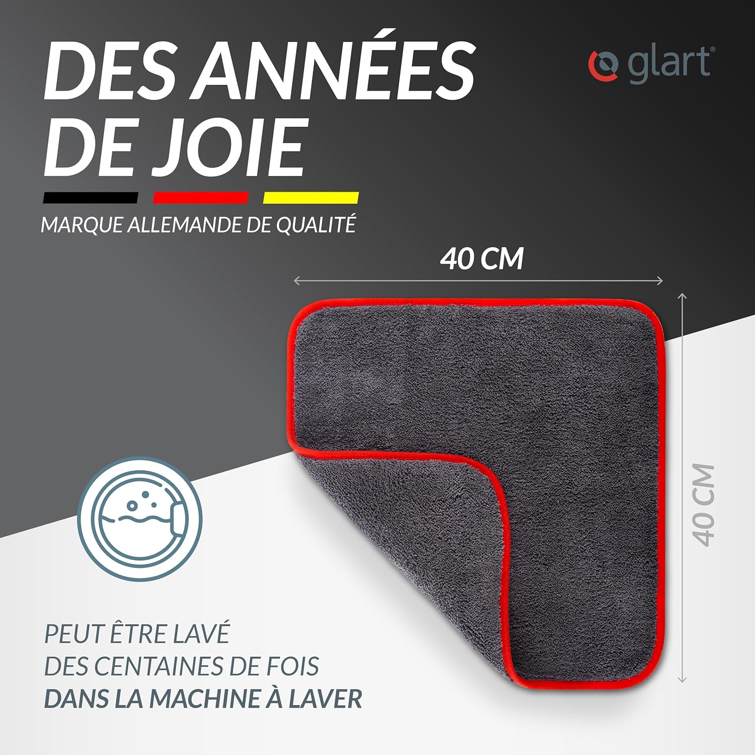 Thumbnail 5 de Glart 443TP – Lot de 3 Chiffons Microfibre 40x40 cm, absorbants et polyvalents pour voiture, moto et polissage