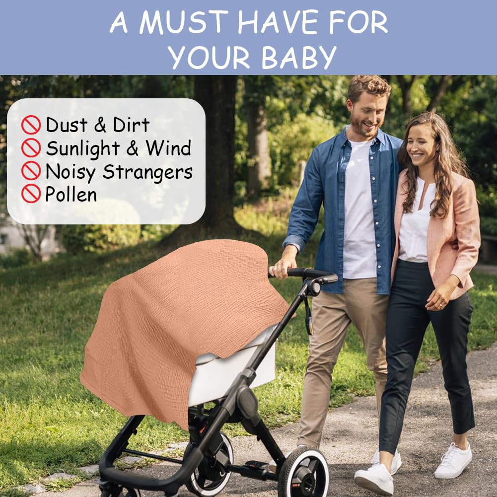 Thumbnail 6 de Aolso Stillbezug aus Musselin (Stilltuch) mit verstellbarem Riemen für Babys – für Autositze, Rosa