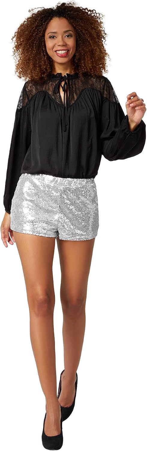 Thumbnail 1 de dressforfun 900996 paljettshorts i mörkrött med resårmidja