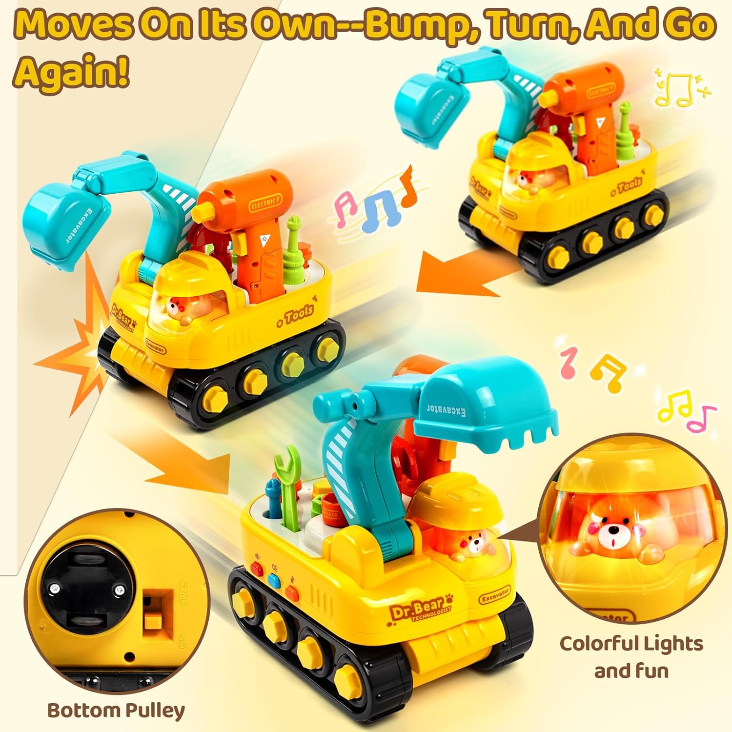 Thumbnail 2 de Toy for 2 Year Old with Electric Drill and Tools – Educational Excavator Toy by Dr. Bear